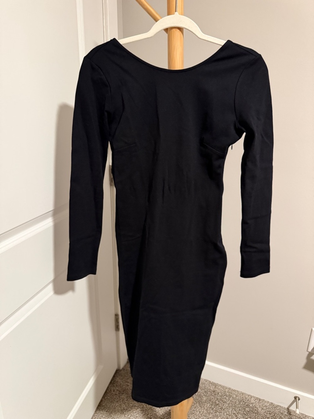 Long Sleeve Black Bodycon Midi Dress